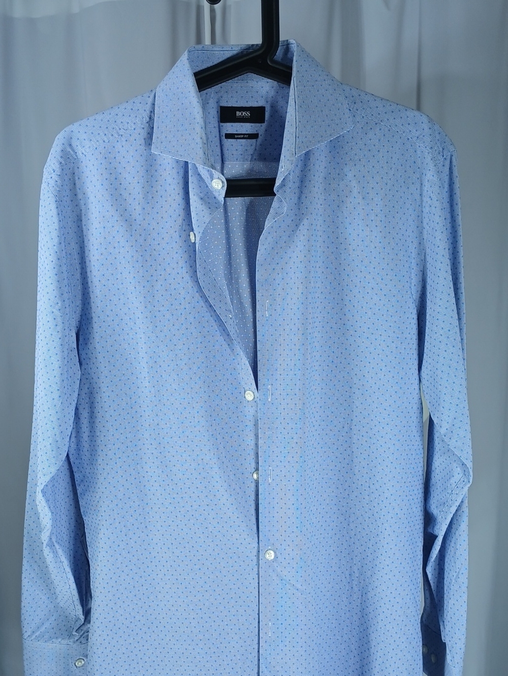 BOSS Light Blue Micro-Print Men's cotton Dress Shirt